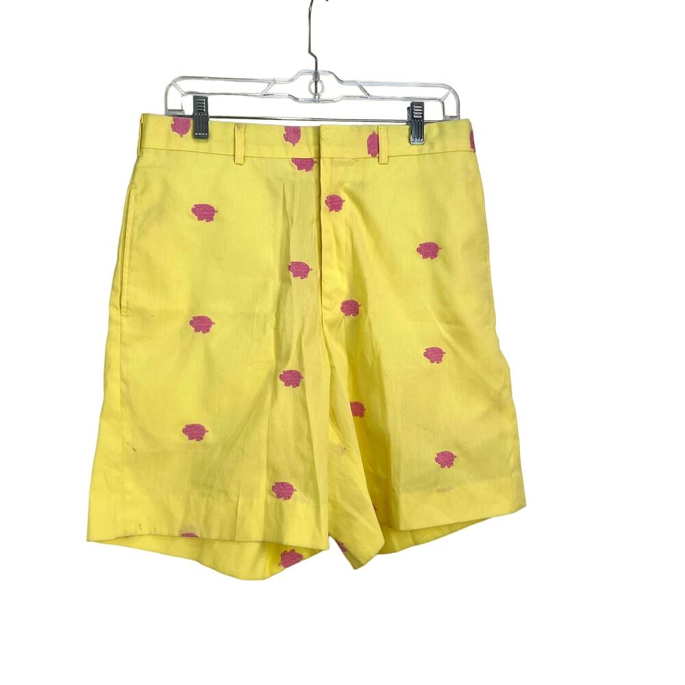 Murray's Togglery Shop Nantucket Embroidered Pig Shorts Yellow